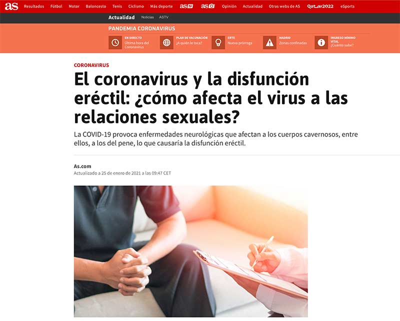 coronavirus y disfunción eréctil